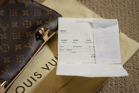 louis vuitton wallet receipt